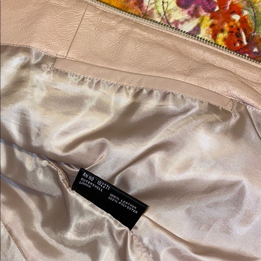Pale Pink Ruched Leather Jacket - Picture 3 of 4